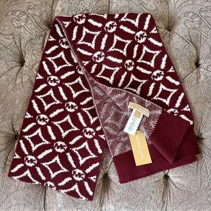 Michael Kors Scarf NWT MK Logo Print Maroon 80" Acrylic MSRP $98